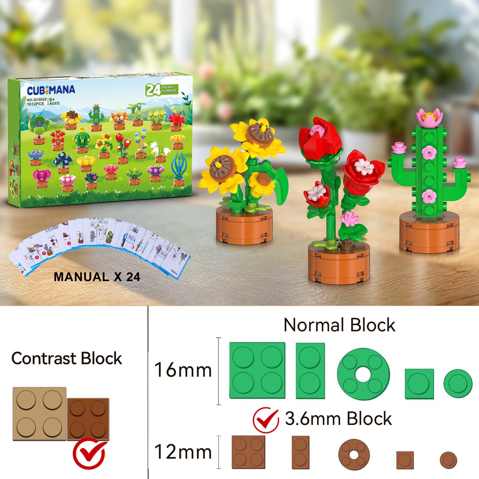 CUBIMANA flowers-succulent bonsai 07 compact design fits stocking stuffers.