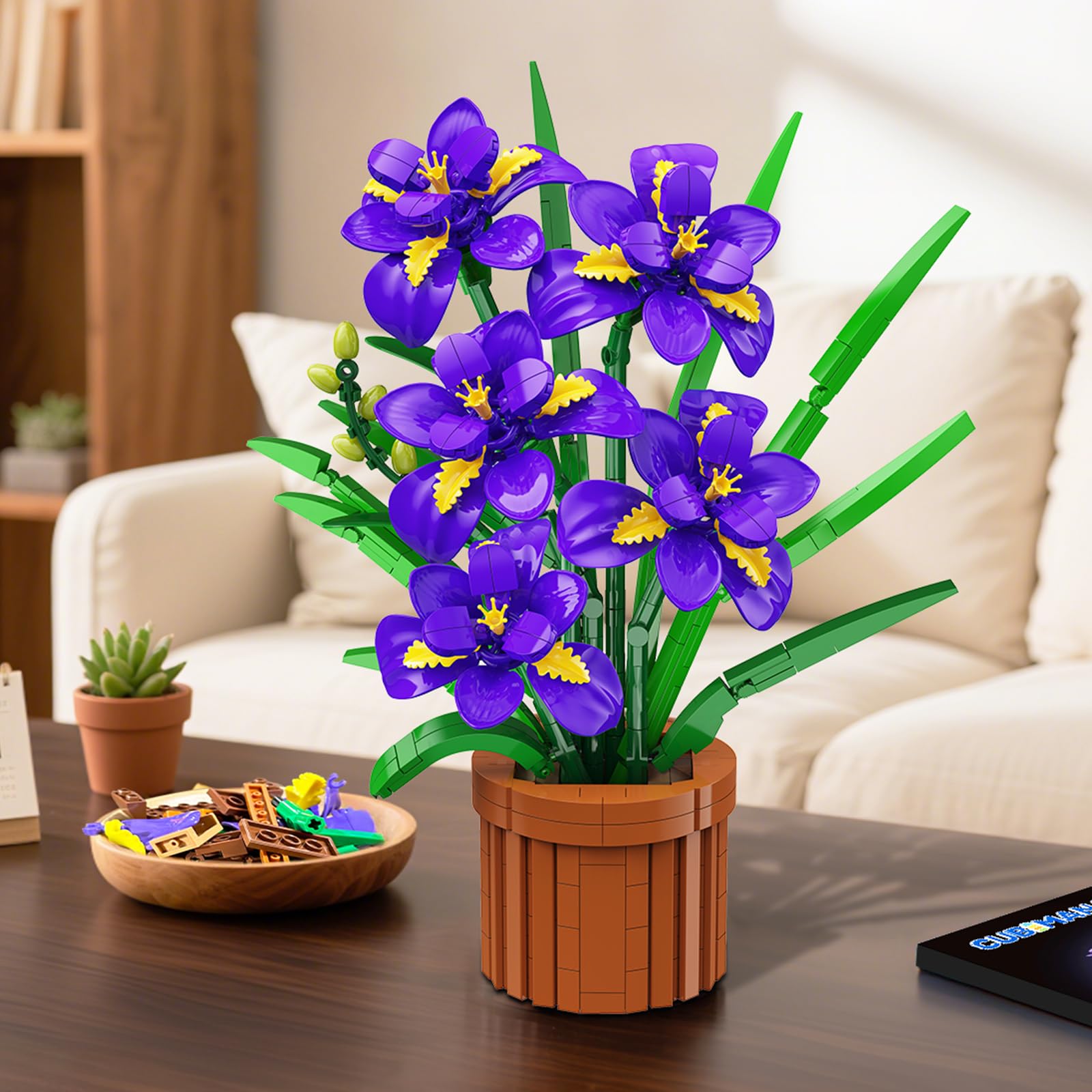 CUBIMANA iris bonsai decor enhances home or office spaces.