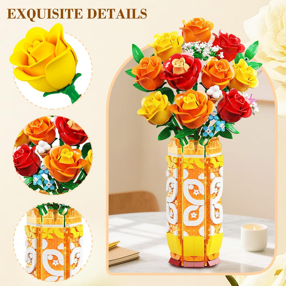 3.6mm mini bricks make a durable keepsake bouquet.