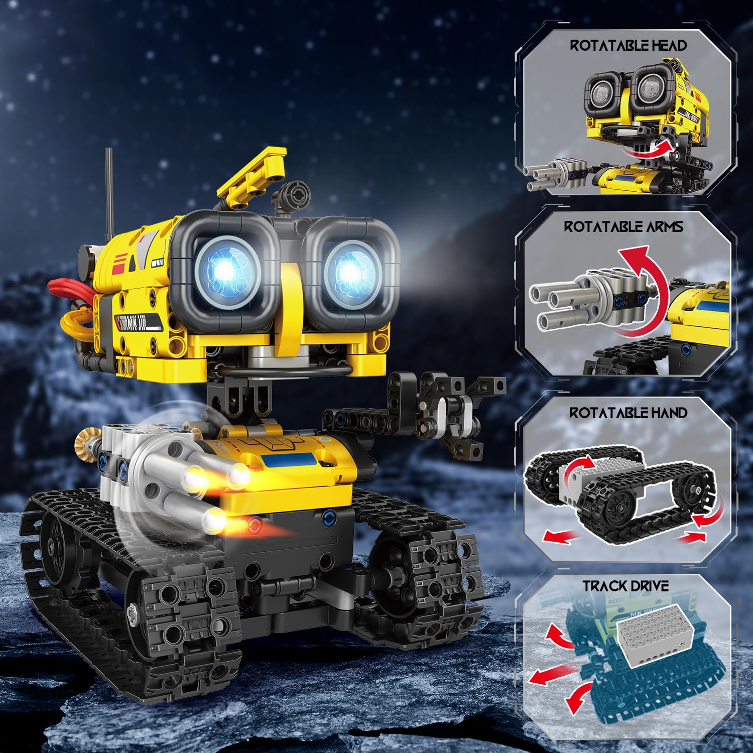 CUBIMANA remote-control robot enables forward/backward and turning control.