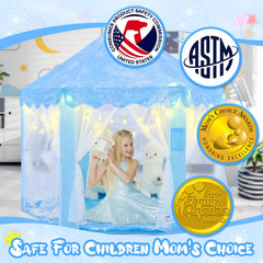 CUBNBUD Frozen Tent blue fabric creates a dreamy indoor retreat