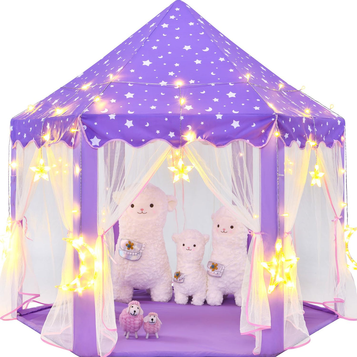 CUBNBUD Princess Tent with star lights creates a magical play space for imagination.
