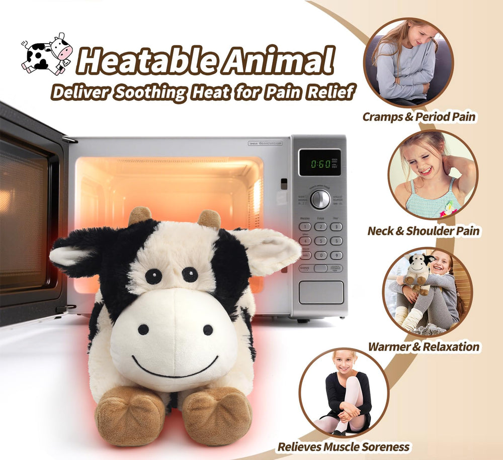 Cuckool Cow microwavable plush with cordless warmth for portability