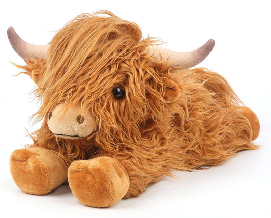 Cuckool Highland Cow plush, 15-inch size, ideal cuddle buddy for kids and collectors.