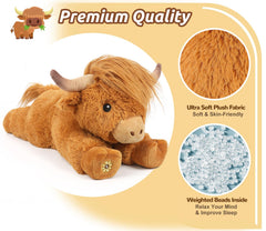 Cuckool Highland Cow plush lying pose, cozy bedtime companion
