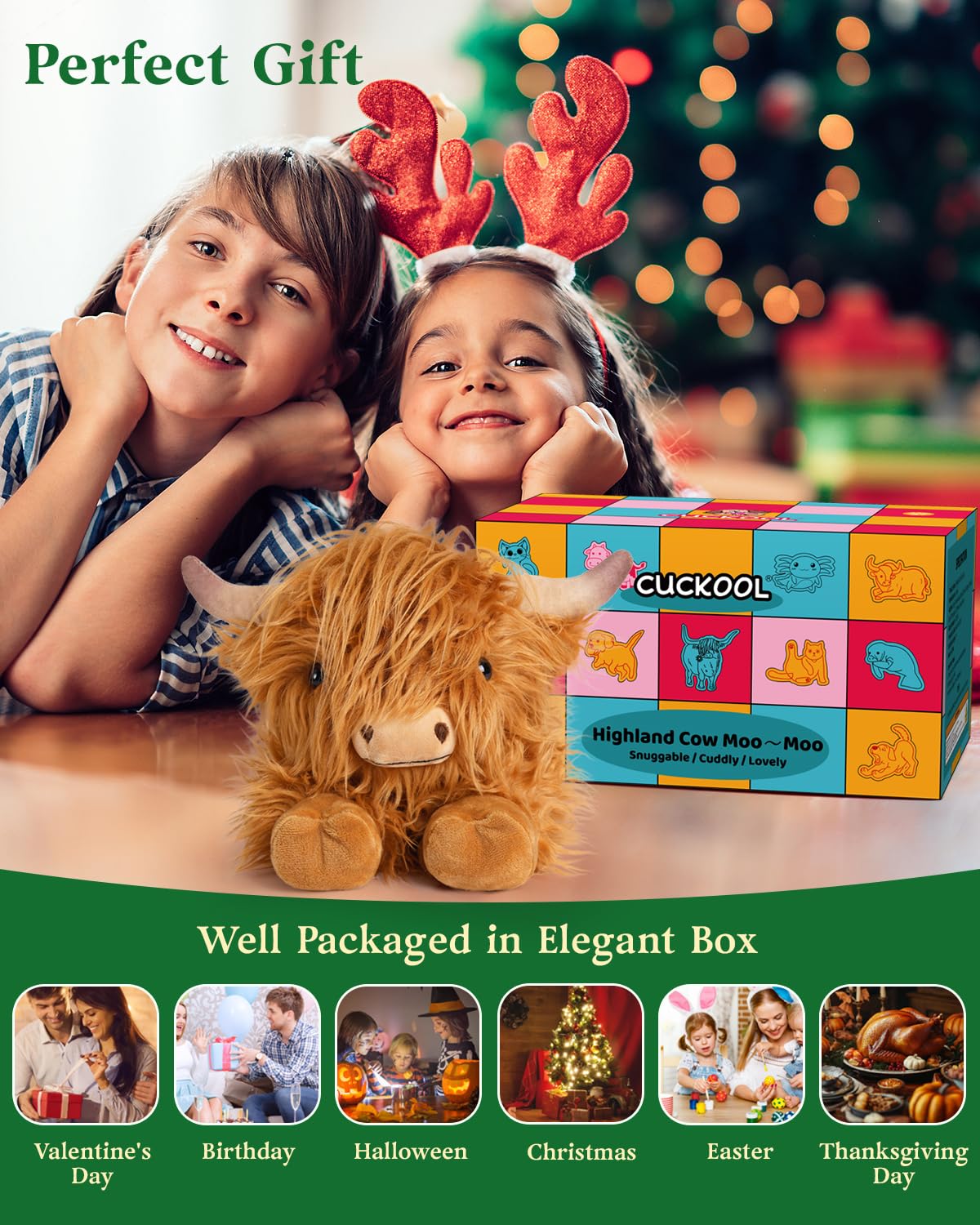 Cuckool Highland Cow plush is ultra-soft, ensuring gentle snuggles during reading time.
