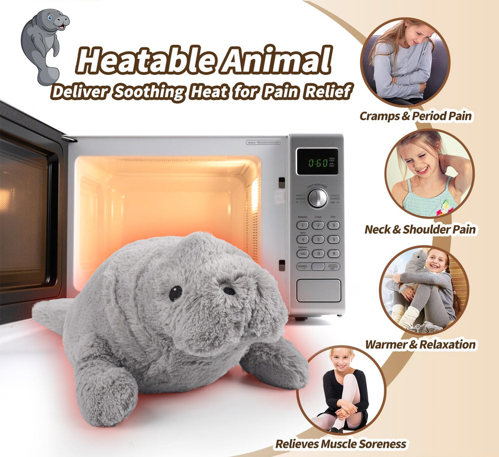 Cuckool Manatee plush belly-rest-position promotes easy snuggle play.