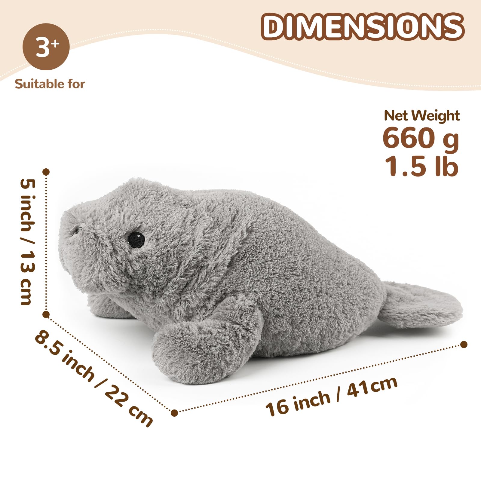 Cuckool Manatee plush flaxseed-filling delivers lasting warmth during use.