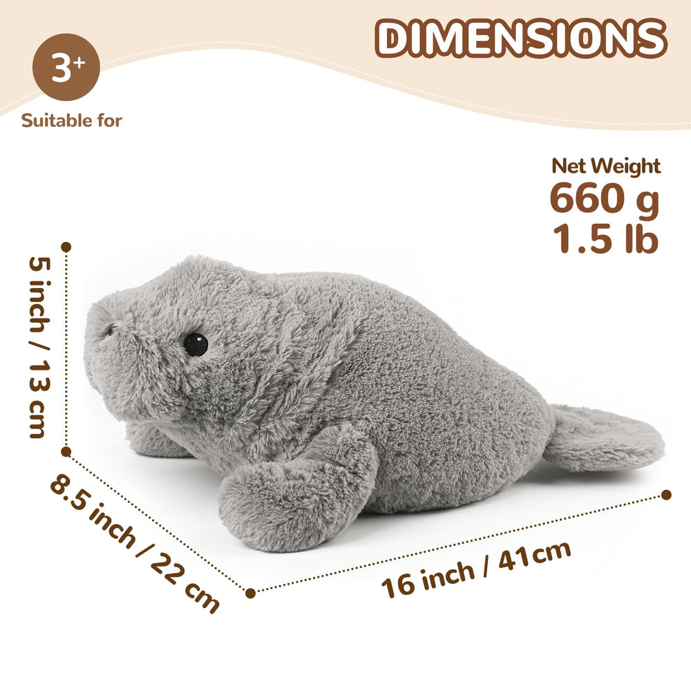 Cuckool Manatee plush flaxseed-filling delivers lasting warmth during use.