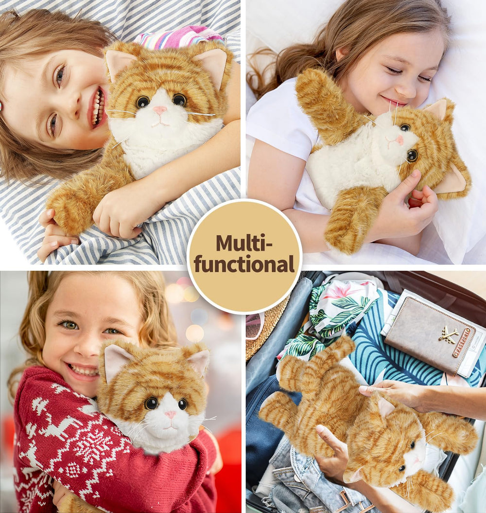 Cuckool Orange Tabby Cat Plush cordless heating for portability