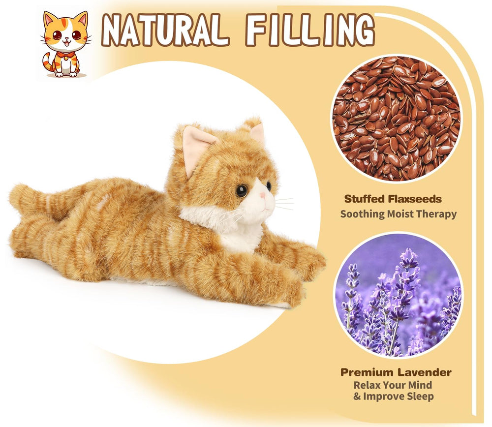 Cuckool Orange Tabby Cat Plush microwavable warmth for relaxation