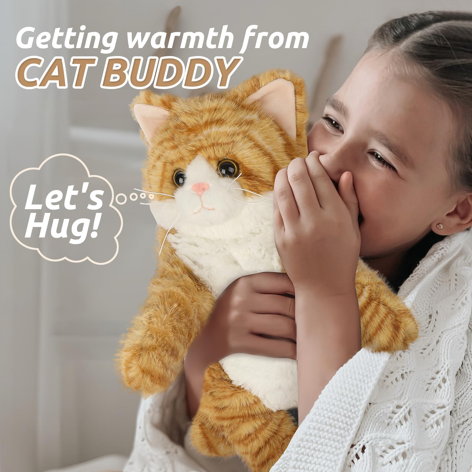 Cuckool Orange Tabby Cat Plush soft fur close-up for cozy cuddles