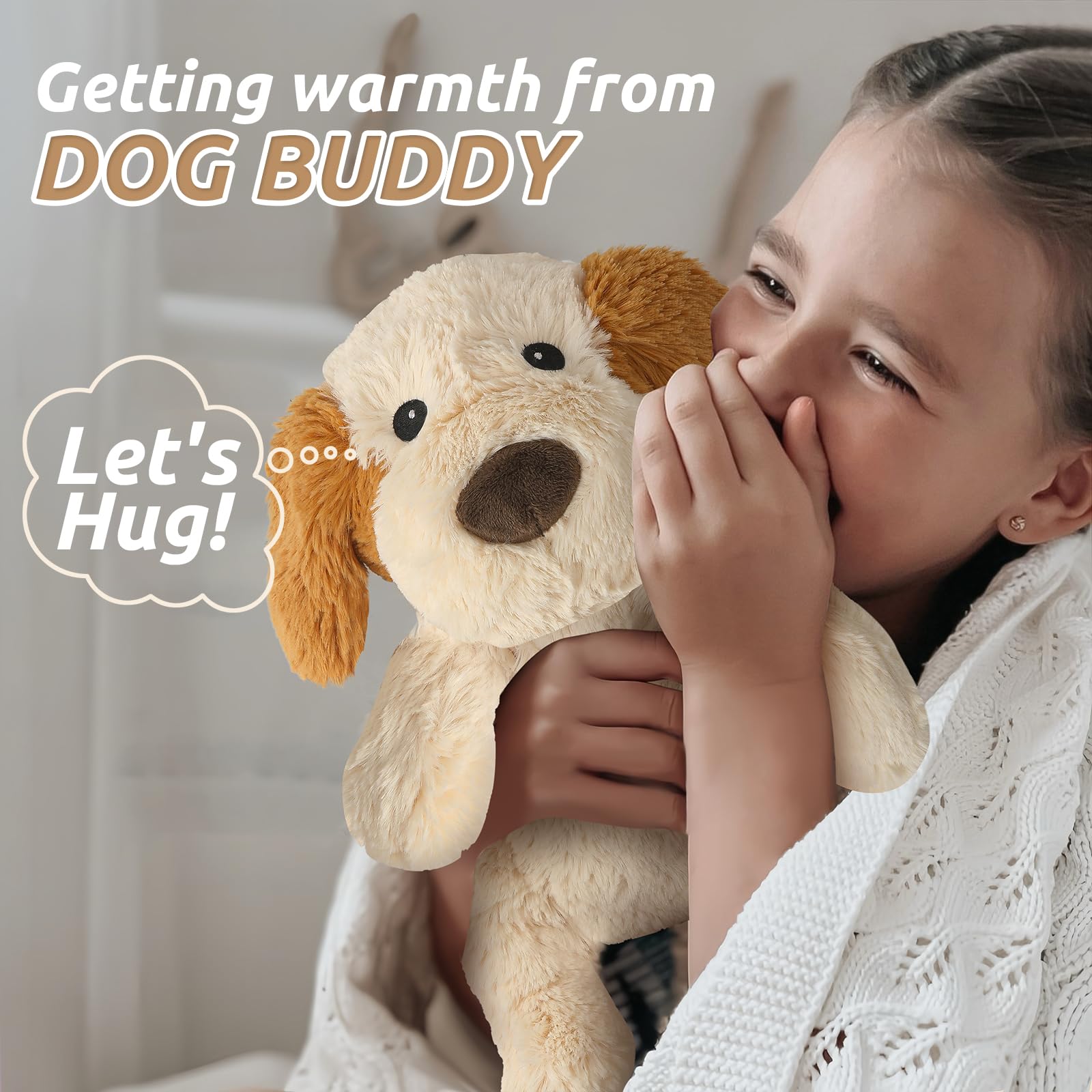 Cuckool Puppy plush shown warm and microwavable for cozy warmth.