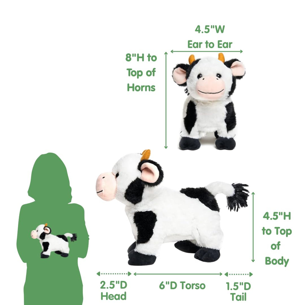 Cuddle Barn Barnyard Buddies Cow plush is soft and cuddly for cozy moments