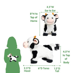 Cuddle Barn Barnyard Buddies Cow plush is soft and cuddly for cozy moments