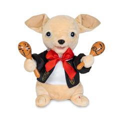 Cuddle Barn Chuey Bamba chihuahua in mariachi costume ready for interactive play.