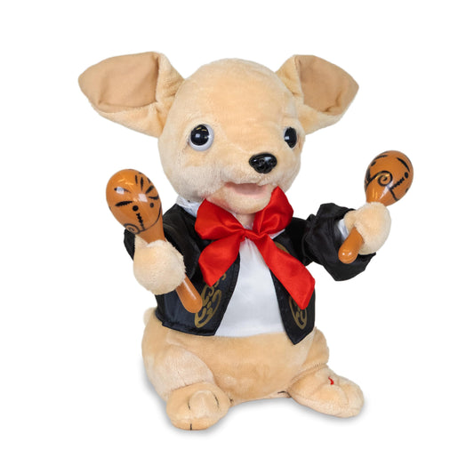 Chuey Bamba holds maracas to inspire singing and dancing.