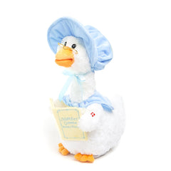 Cuddle Barn Mother Goose plush arrives with batteries included for immediate play.
