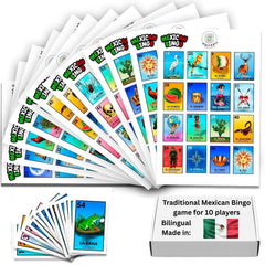 Cuitáxi Mexican Bingo cards with vibrant illustrations for lively family nights.