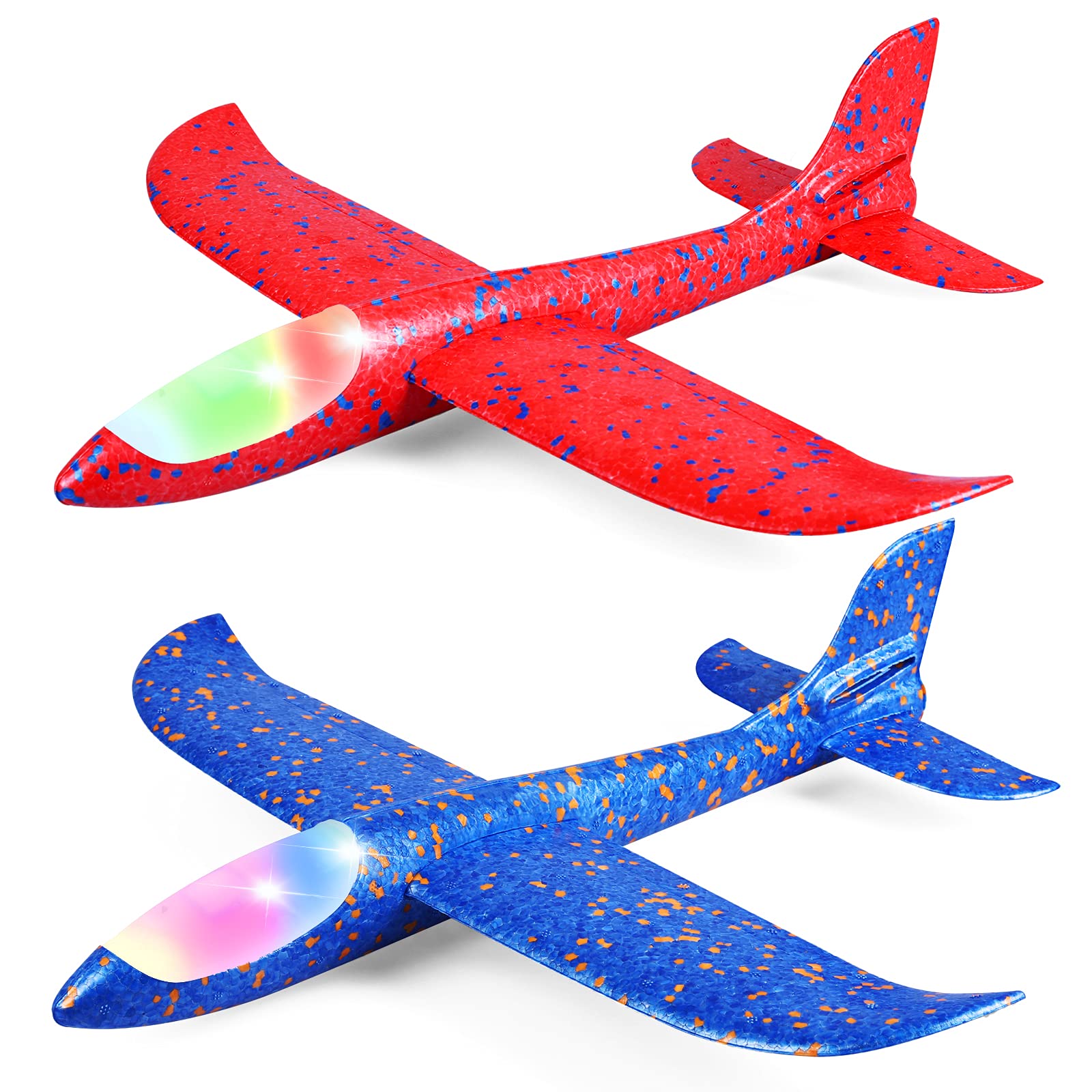 CUKU 2 pack LED foam airplane ready for backyard launches and quick setup