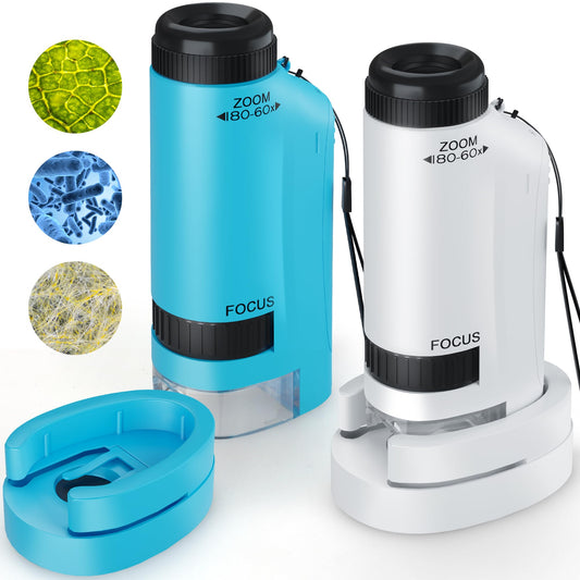CUKU portable microscope with 60x-180x zoom for kids, ideal for home exploration.