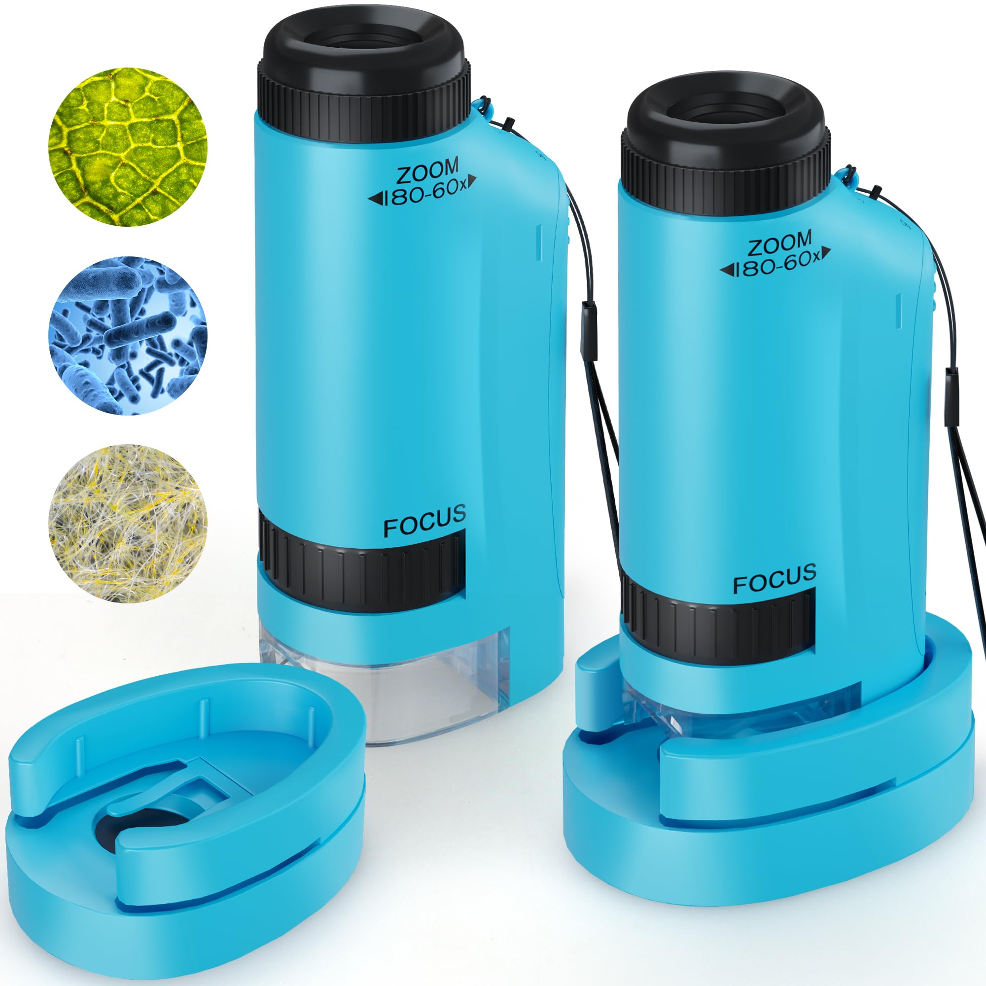 CUKU portable kids microscope with 60x-180x zoom for tiny-world exploration.