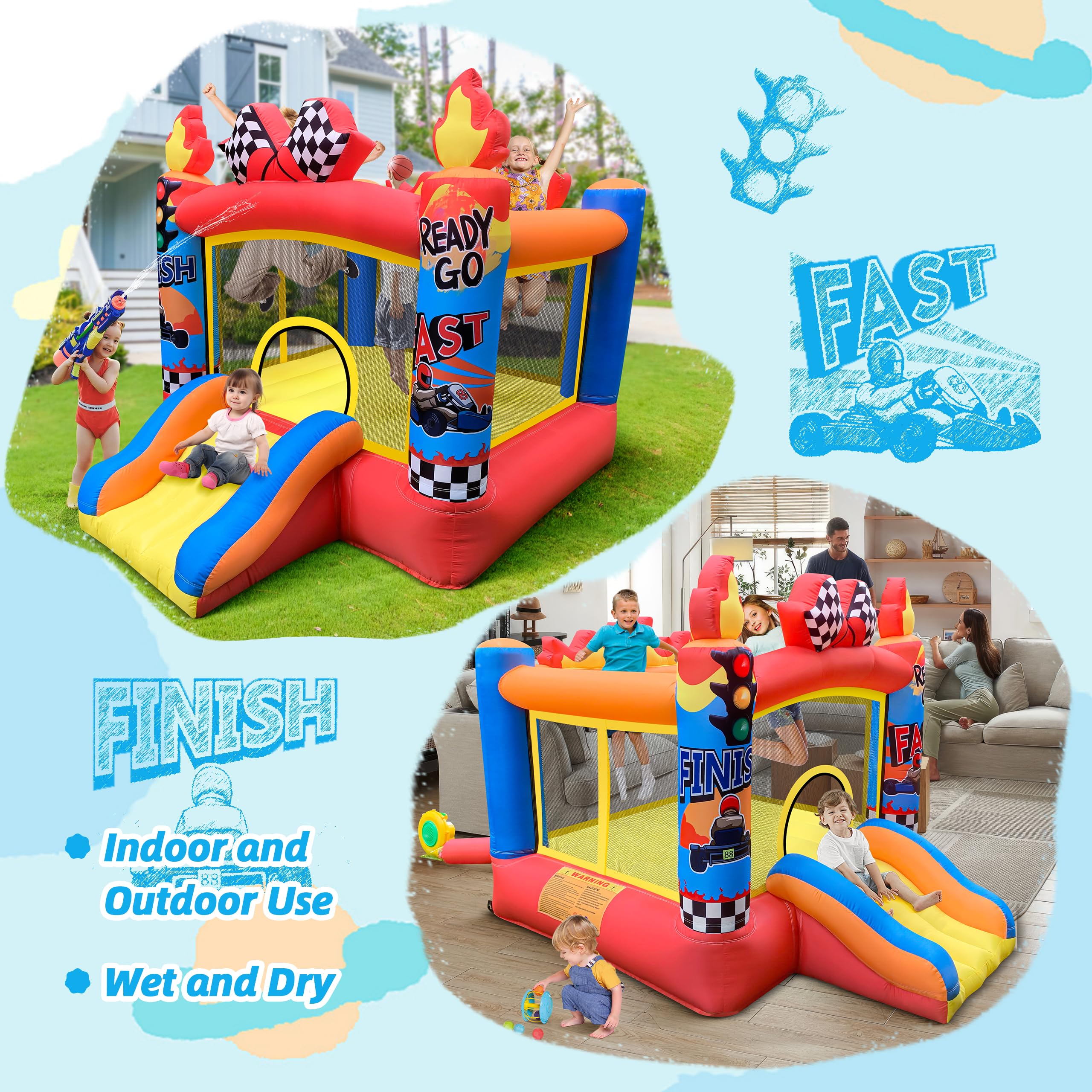 Culaluva bounce house cleaning; damp cloth wipe-down