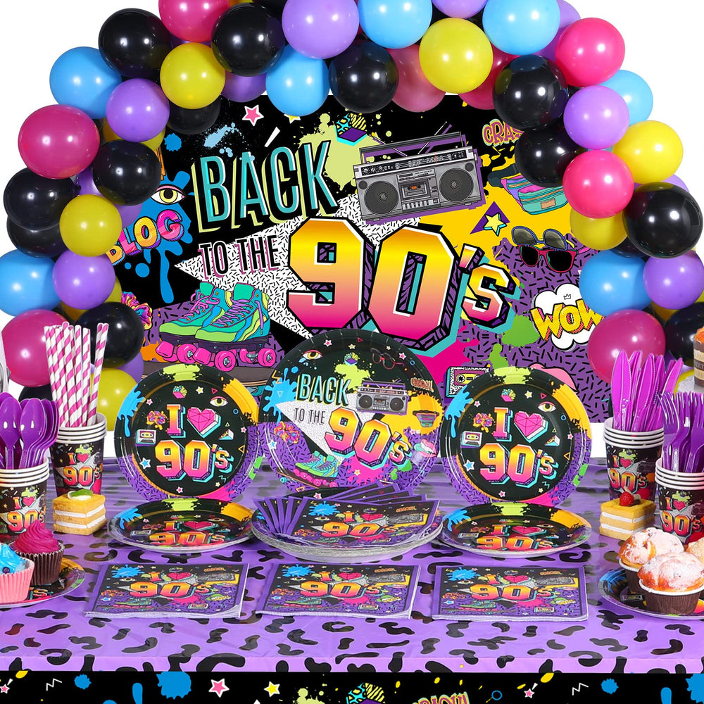Cunhill 90s backdrop creates a nostalgic centerpiece for retro celebrations