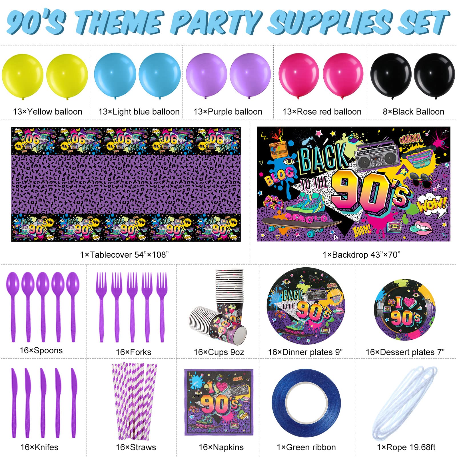 Cunhill 90s balloons pack adds bright color to hip hop themed party
