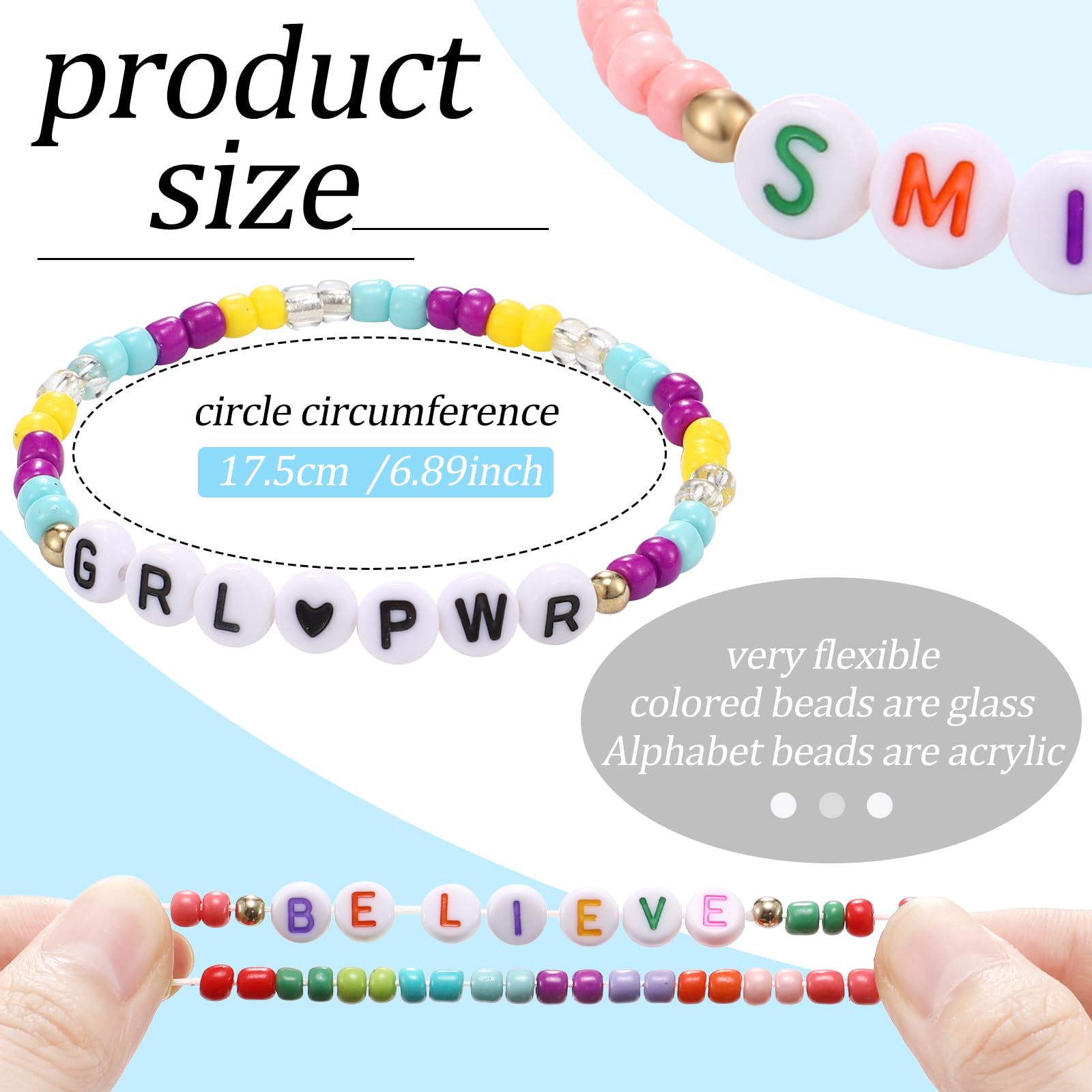 Cunno letters acrylic beads bracelet showcasing bold word designs for kids
