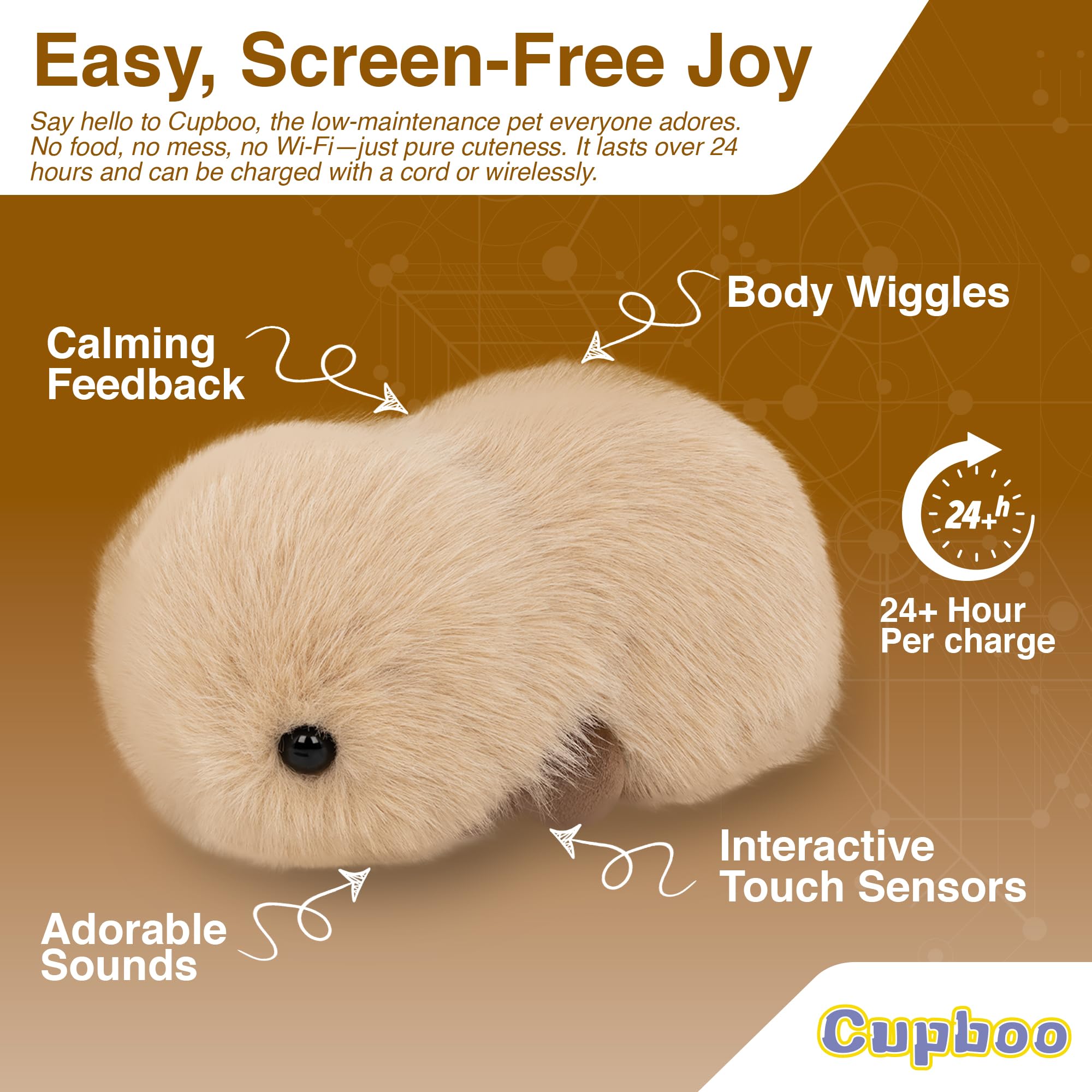 Cupboo privacy-safe robot pet with no camera, ideal for private, screen-free bonding.