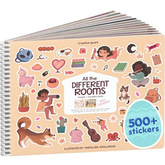 Cupkin All The Rooms sticker book cover featuring fashion-themed scenes for imaginative play