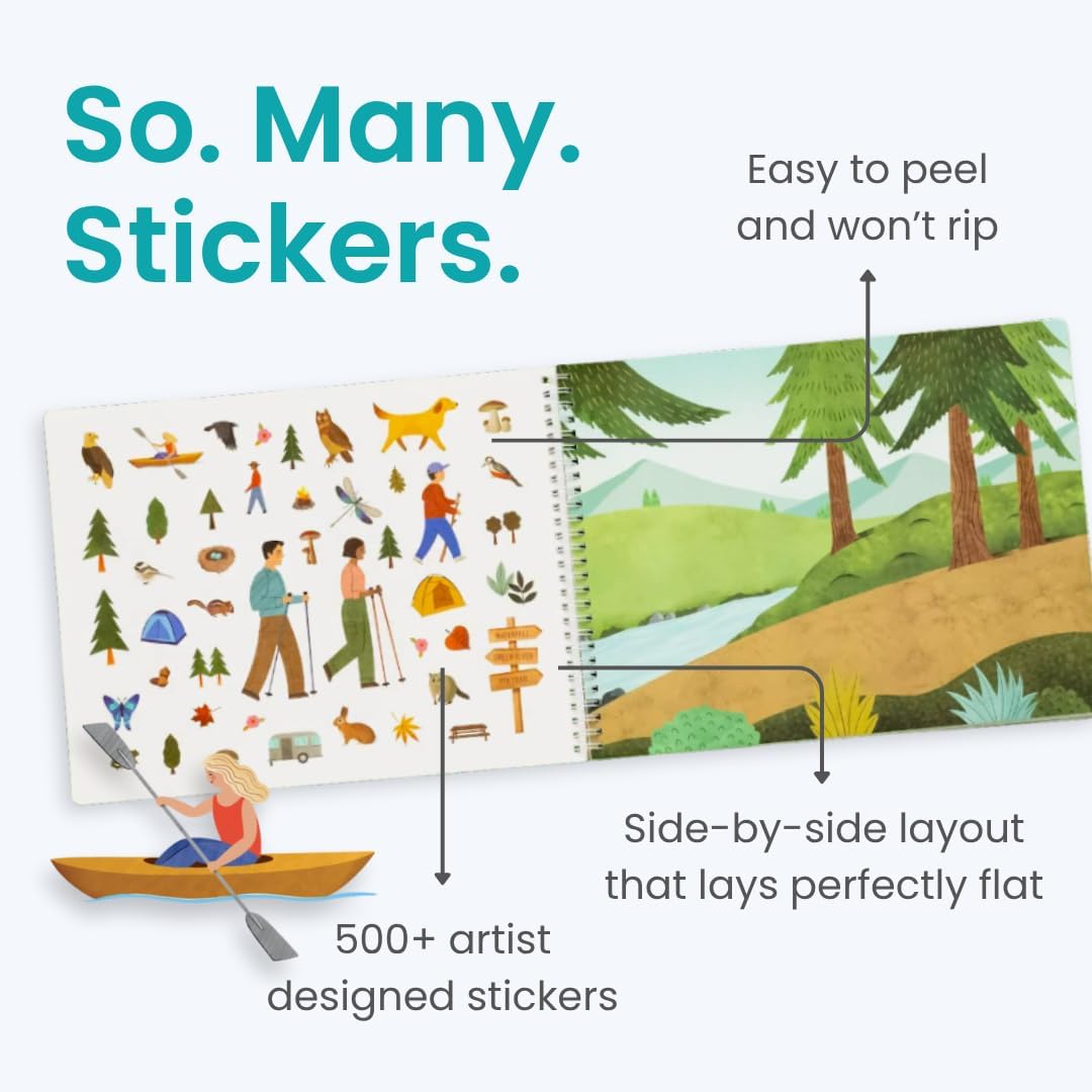 Cupkin Camping Sticker Book: canoes scene invites pretend boating and exploration