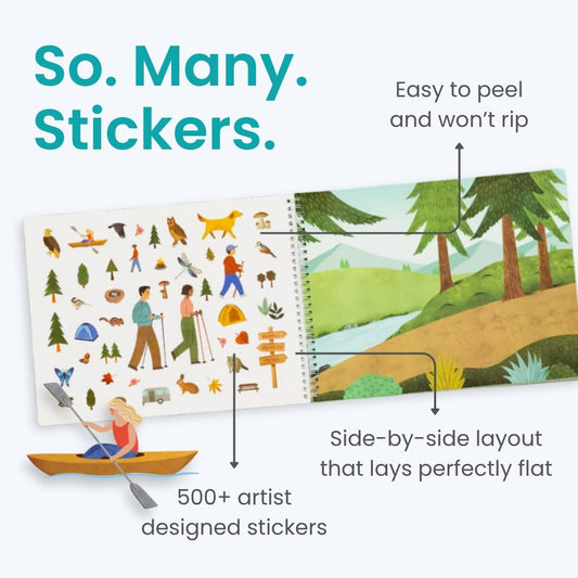 Cupkin Camping Sticker Book: canoes scene invites pretend boating and exploration