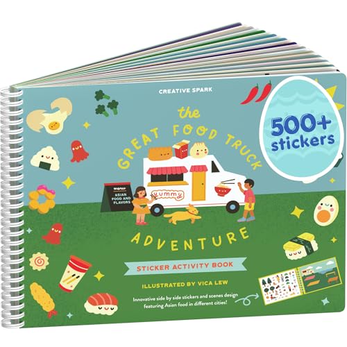 Cupkin Food Truck Adventure scene 1 with stickers for imaginative play and fine motor skills.