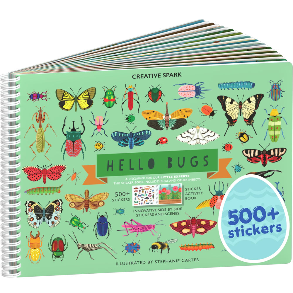 Cupkin Hello Bugs sticker book cover, ideal for screen-free travel entertainment.