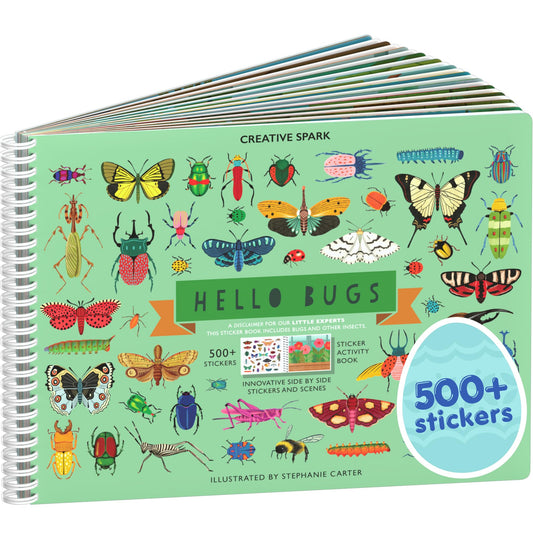 Cupkin Hello Bugs sticker book cover, ideal for screen-free travel entertainment.