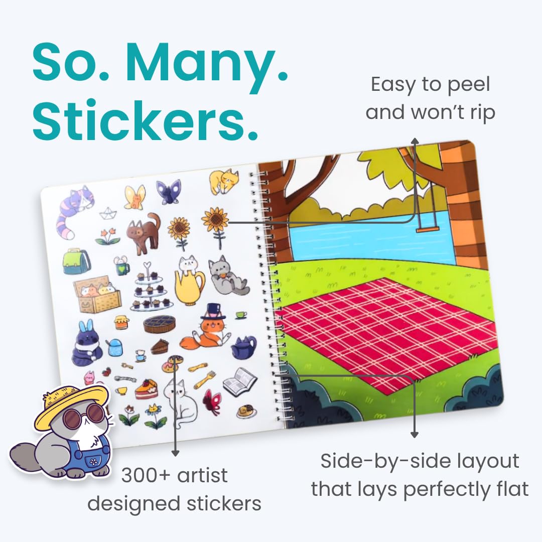 Cupkin Land of Cats side-by-side stickers layout for easy travel activities