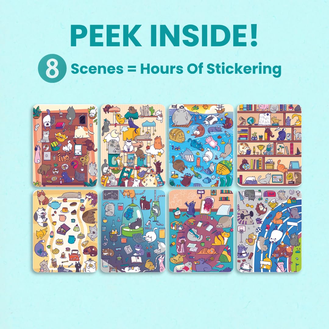 Cupkin World of Cats sticker book side-by-side-pages supports easy hands-on crafting