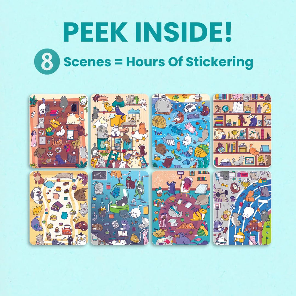 Cupkin World of Cats sticker book side-by-side-pages supports easy hands-on crafting