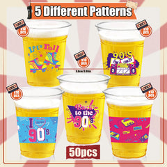 CUPLOOV 90s 16oz clear cups highlight drink colors with disposable convenience