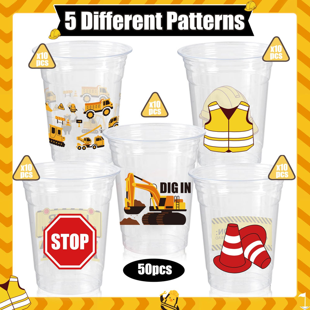 CUPLOOV 12oz construction cup with hard hat design, keeps guests hydrated at the party
