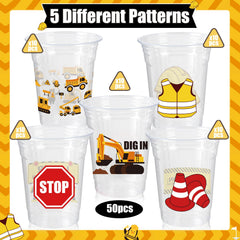 CUPLOOV 12oz construction cup with hard hat design, keeps guests hydrated at the party