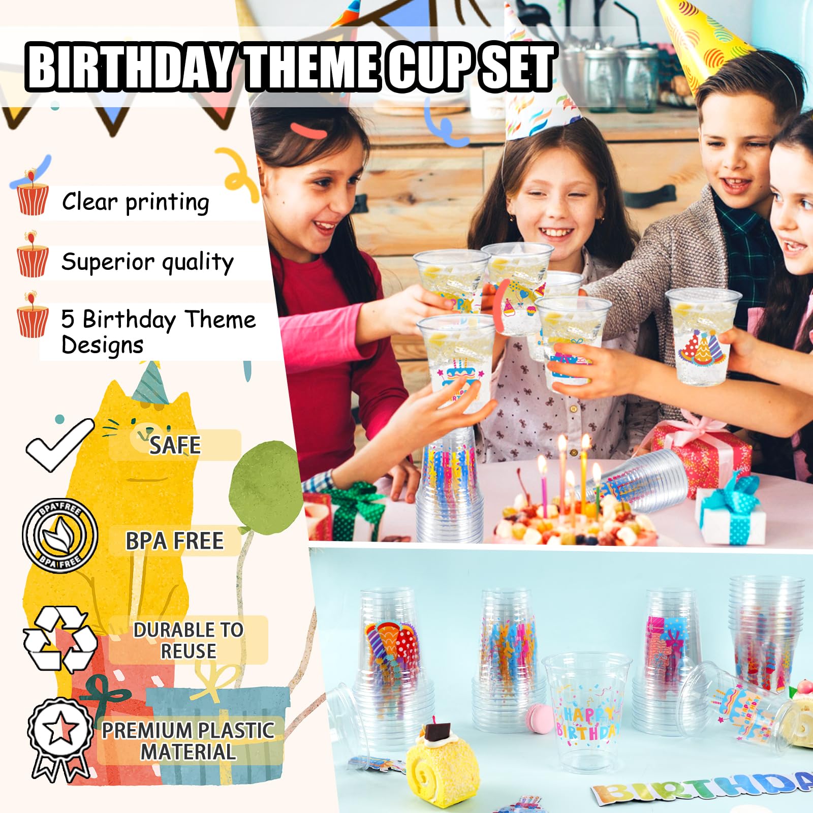 CUPLOOV 12oz confetti-design cups brighten classrooms and snack time