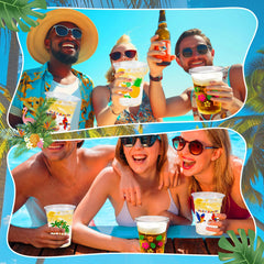 CUPLOOV luau cups featuring flamingos for poolside parties