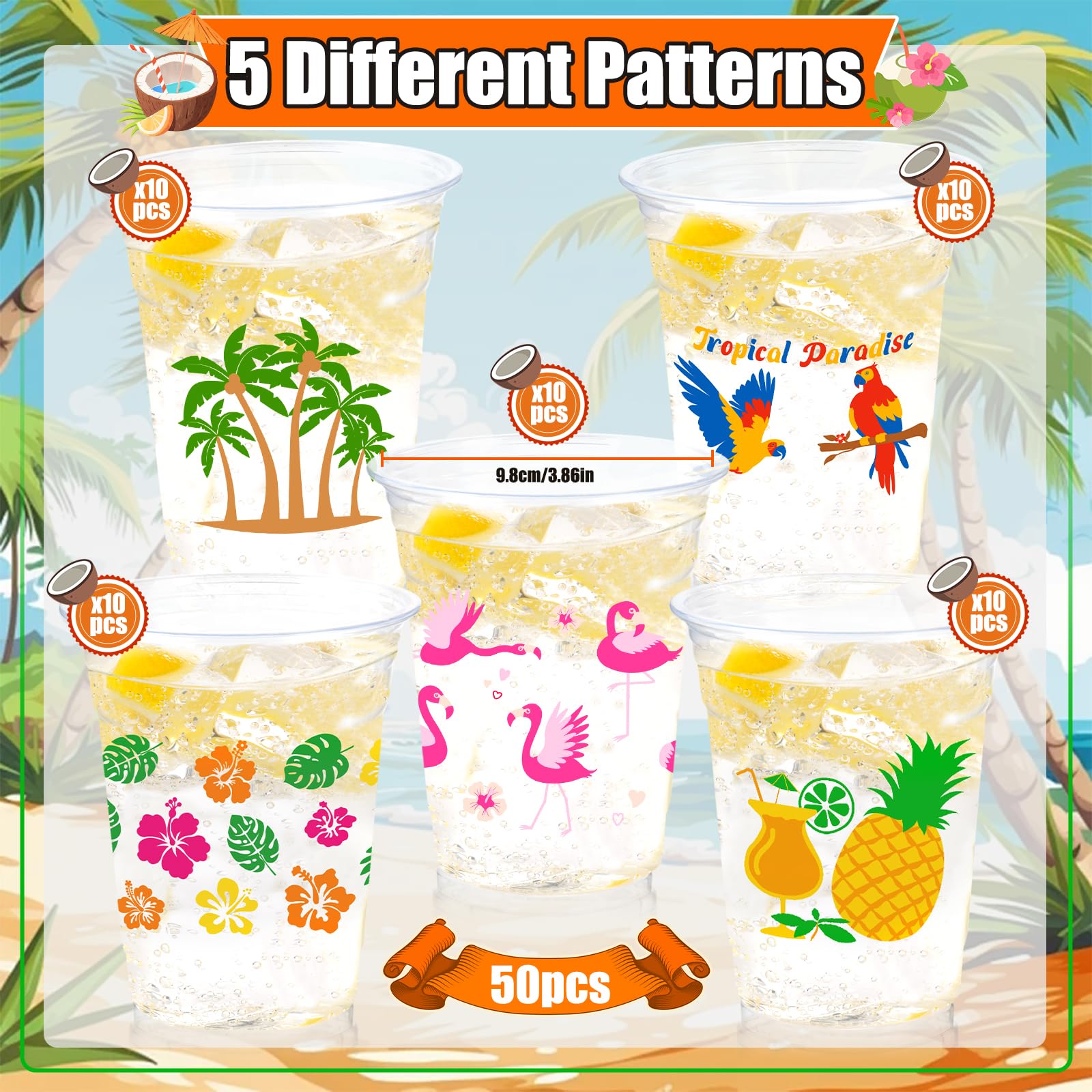 CUPLOOV luau cups with pineapple drinks for tropical sips
