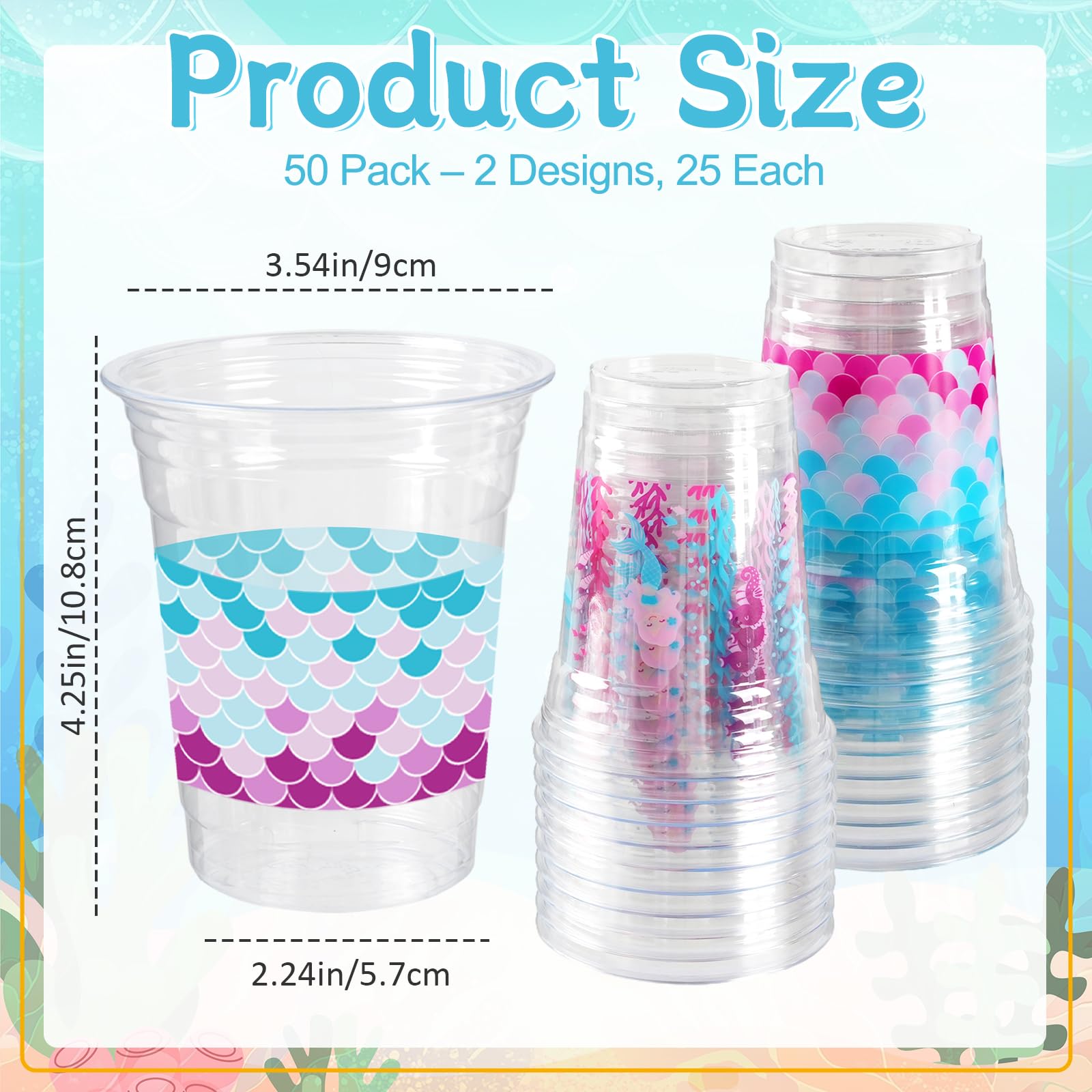 Cuploov mermaid cups design A beach theme close-up with vibrant colors