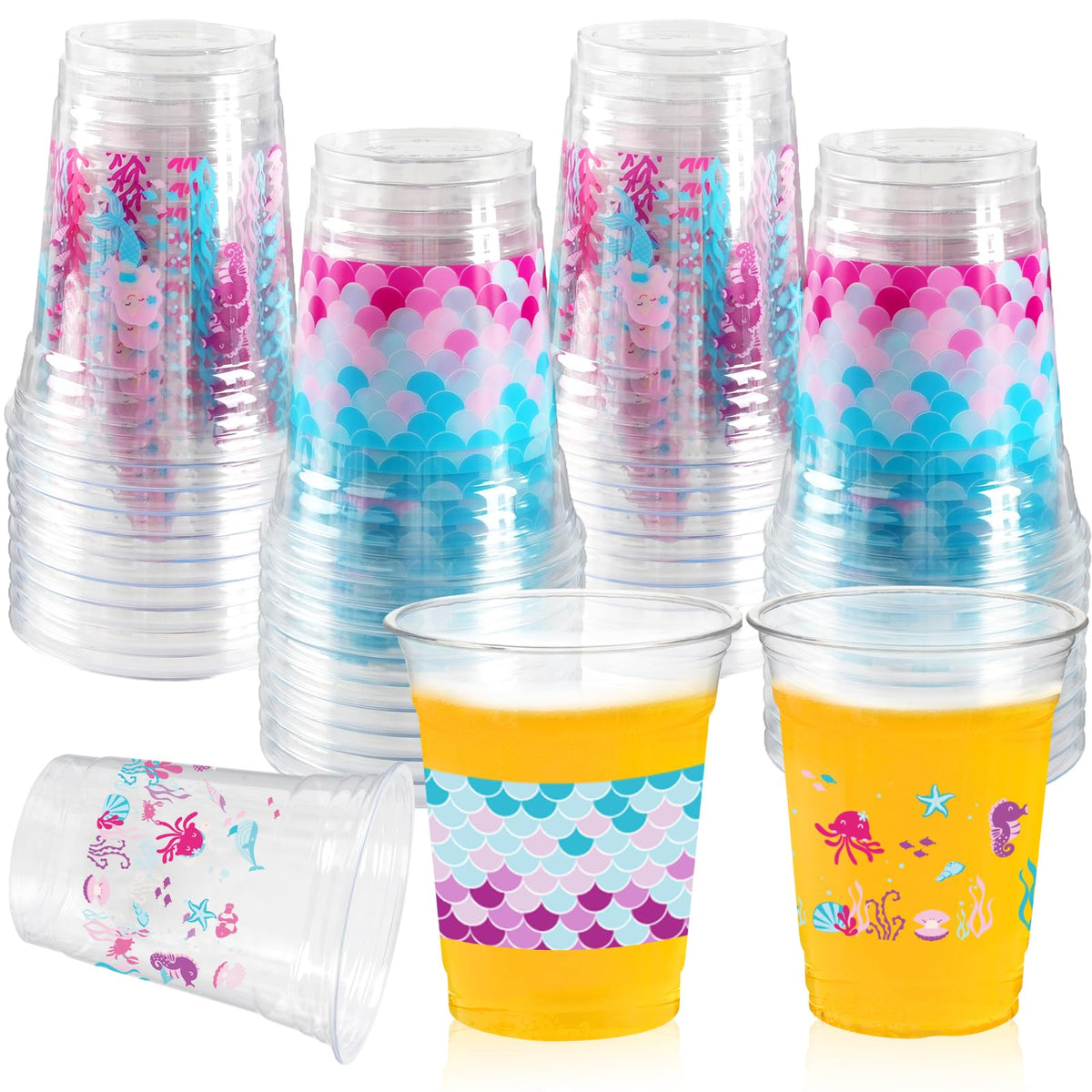 Cuploov mermaid cups design A close-up with shimmering scales for durable party use