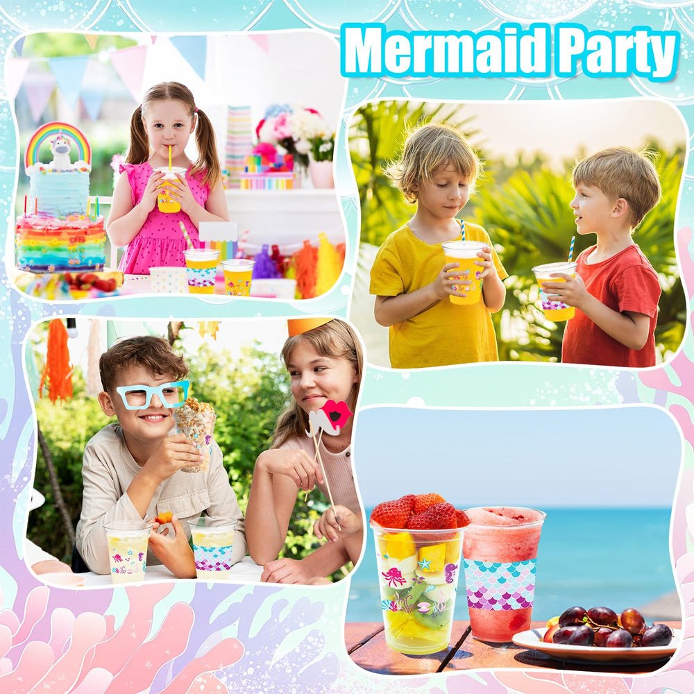 Cuploov mermaid cups design B table display suits ocean party setups