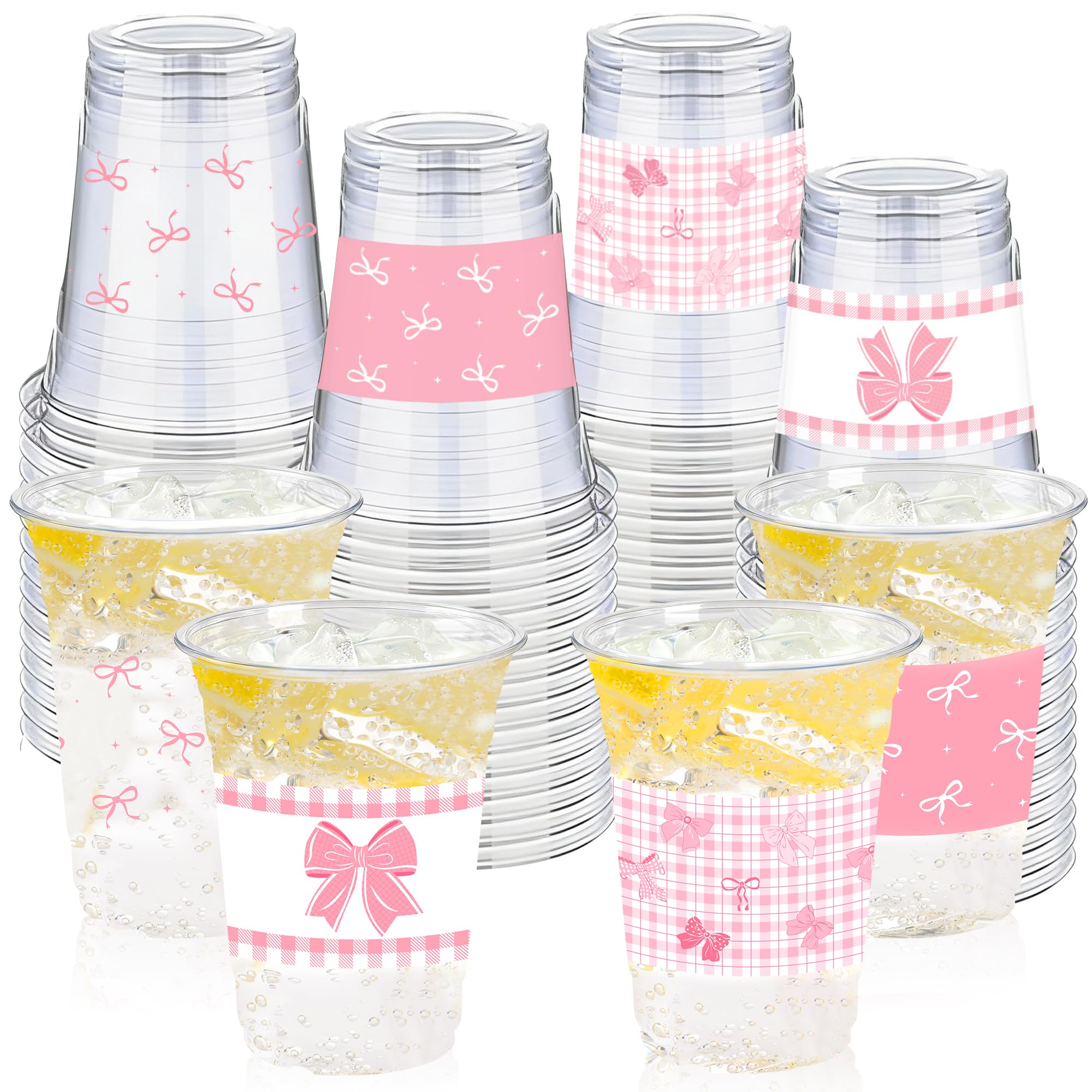 CUPLOOV pink bow cup solid pink bow design for elegant party beverage service.